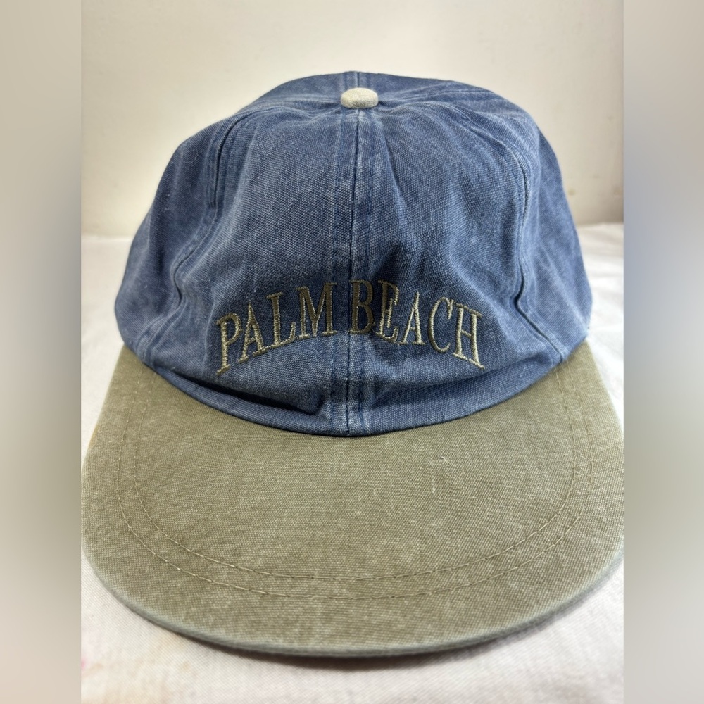 Palm Beach Hat, Dusty Blue With Olive Green and Tan, Great Condition, One Size